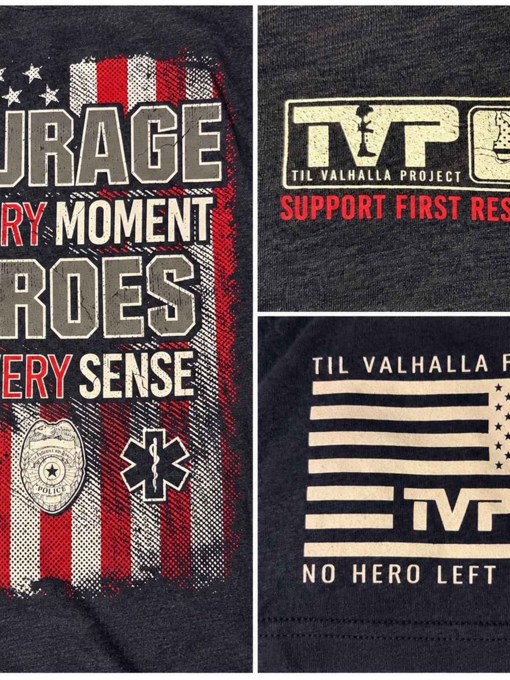 Till Valhalla Men’s ' Charcoal Gray 'Support First Responders' Tee